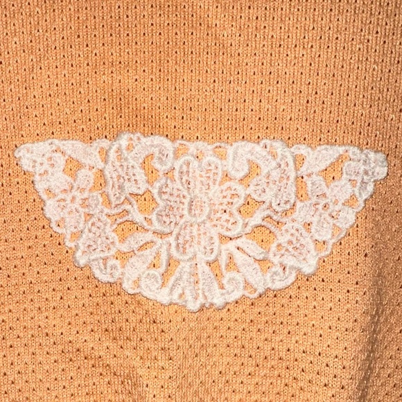 Vintage Orange Lace Appliqué Dress - Picture 2 of 5